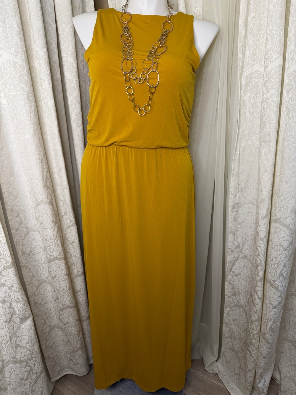 Ann Taylor Factory Mustard Sleeveless Maxi Dress